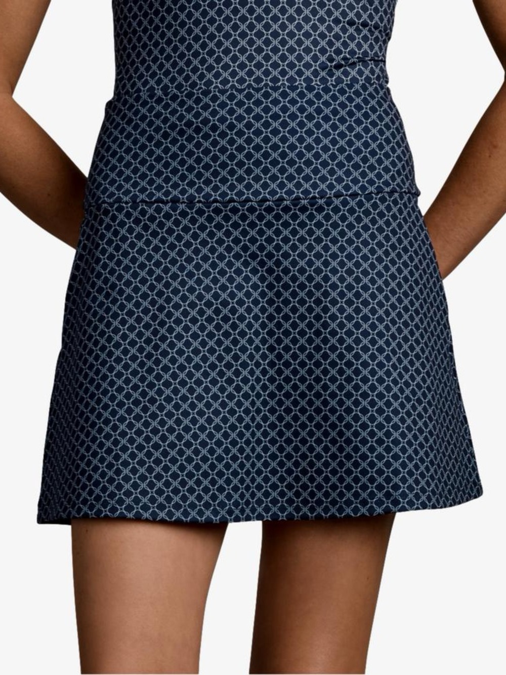 RHONE Navy & White Mini Skirt with Geometric Print